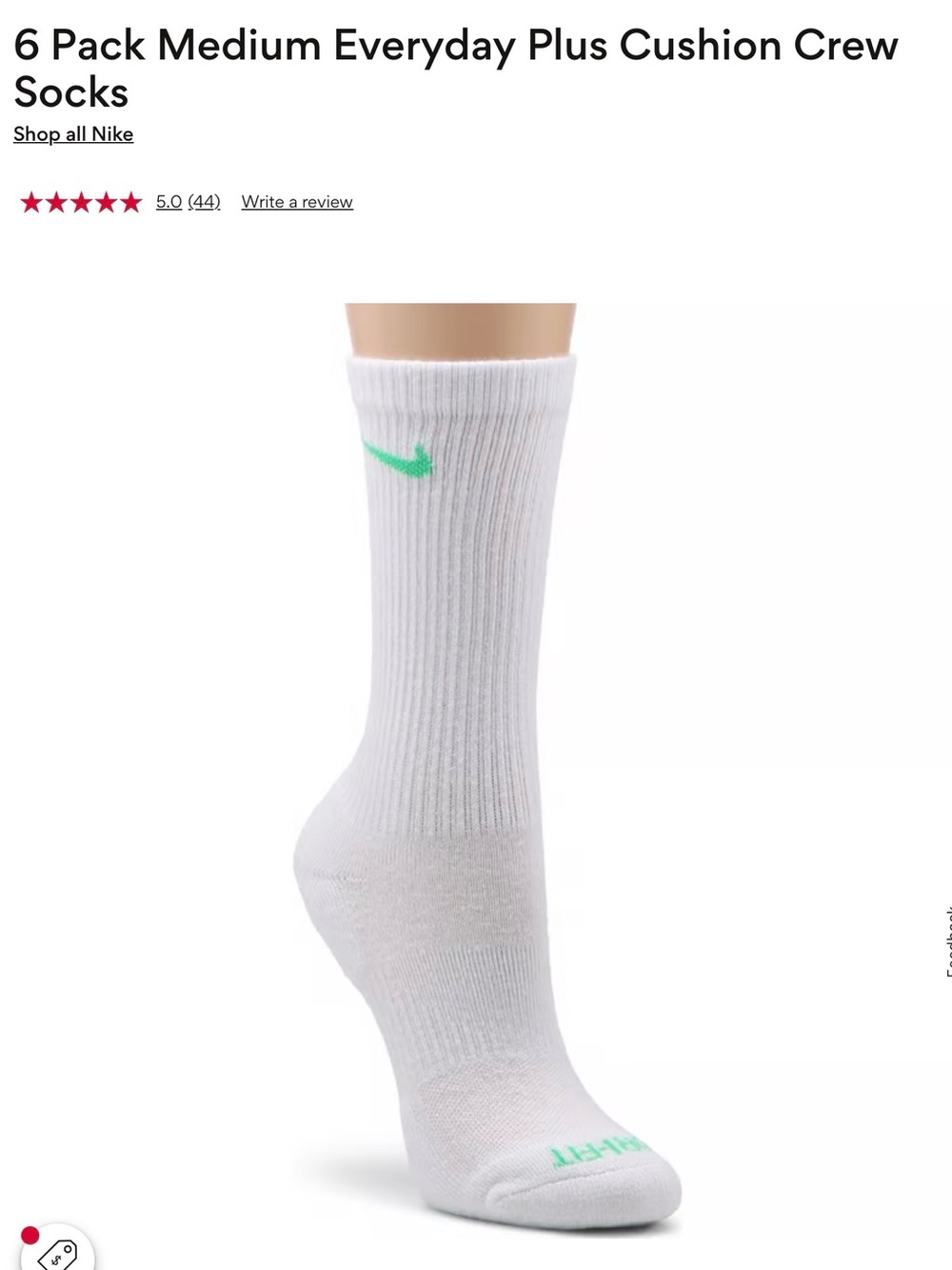Nike Everyday Plus White Socks 6-Pack - Picture 6 of 7